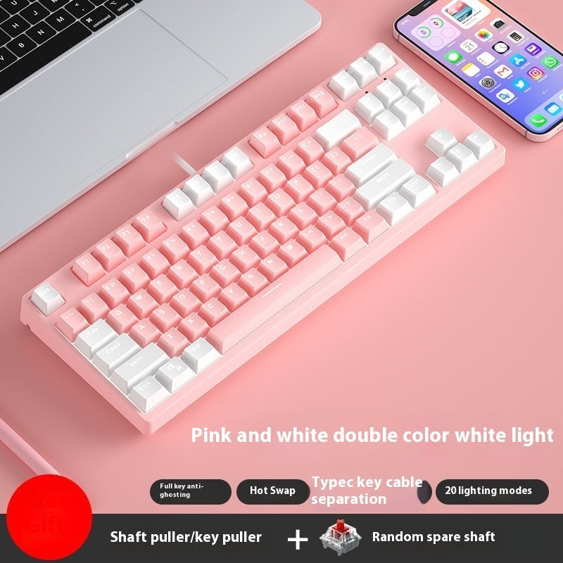 87 Key Wired Game Hot Plug Two Colors Mechanical Keyboard