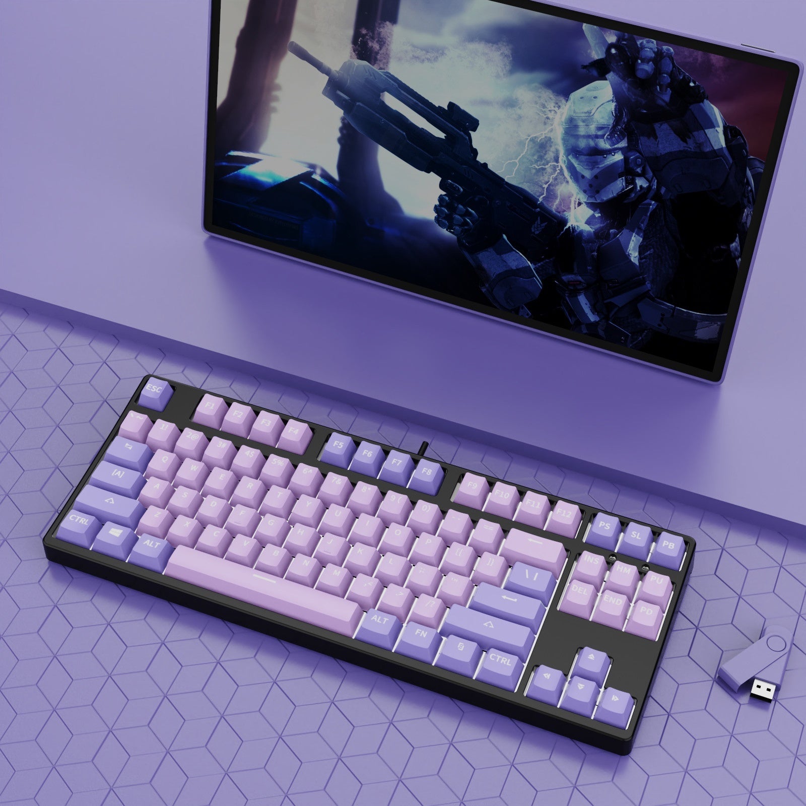 87 Key Wired Game Hot Plug Two Colors Mechanical Keyboard